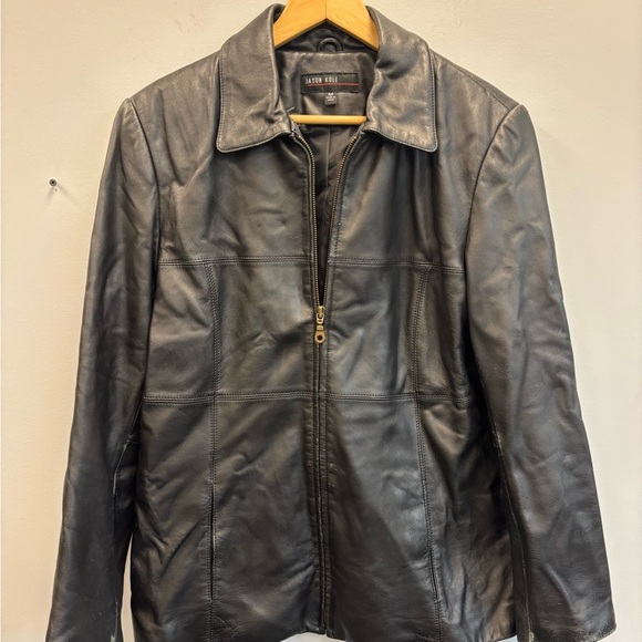 Jason Kole medium leather jacket black 90’s soft full zip - Picture 1 of 14